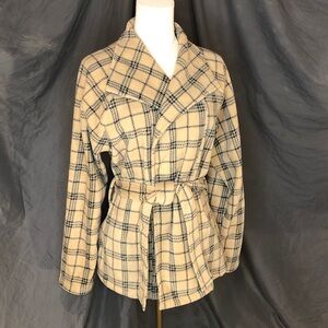 Moda Plaid Teddy Jacket with Belt